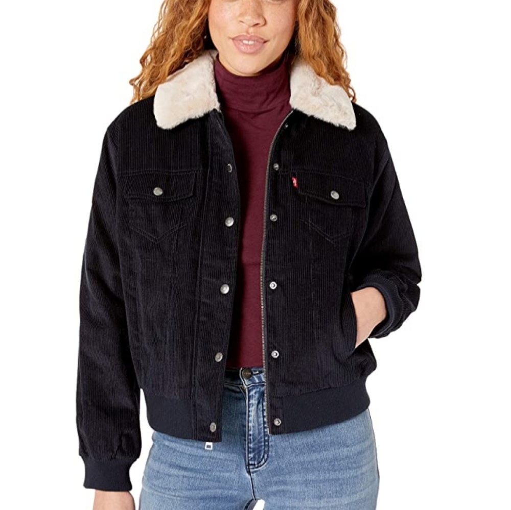 NWT Levi Strauss corduroy fur trucker jacket